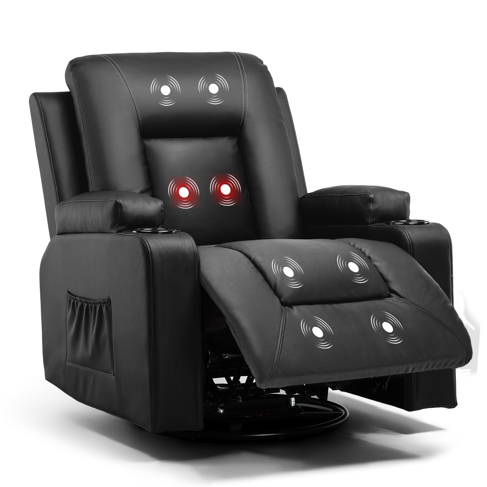 COMHOMA Recliner Chair, PU Rocking Chair for Adults, Swivel Recliner w