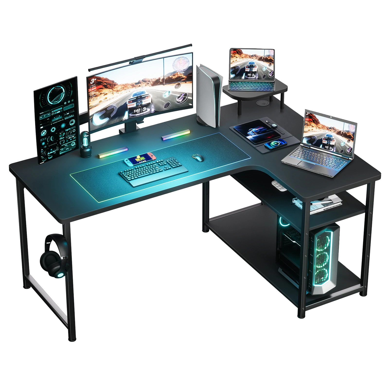 GTRACING ゲーミングデスク DL001-110-MB-JYB L-Shaped Desk DL001