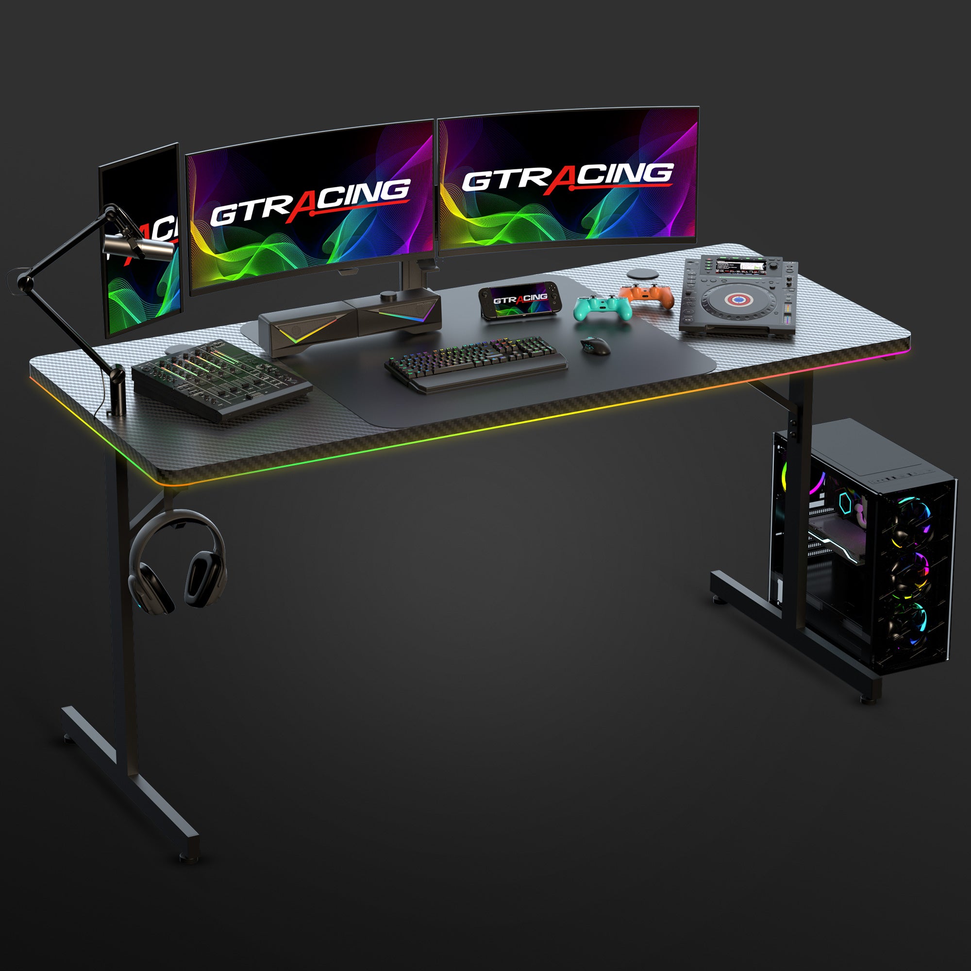 T-Shaped RGB Gaming Desk GTP200 - GTRACING