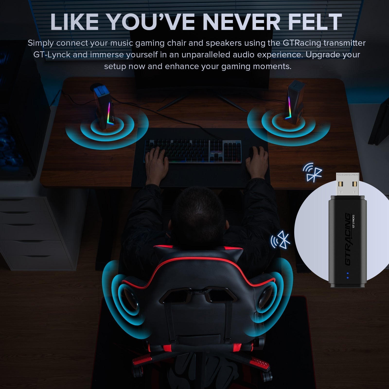 GTRACING 4D Surround System (Gaming Chair, Bluetooth Speaker, and USB transmitter 3 in 1) - GTRACING