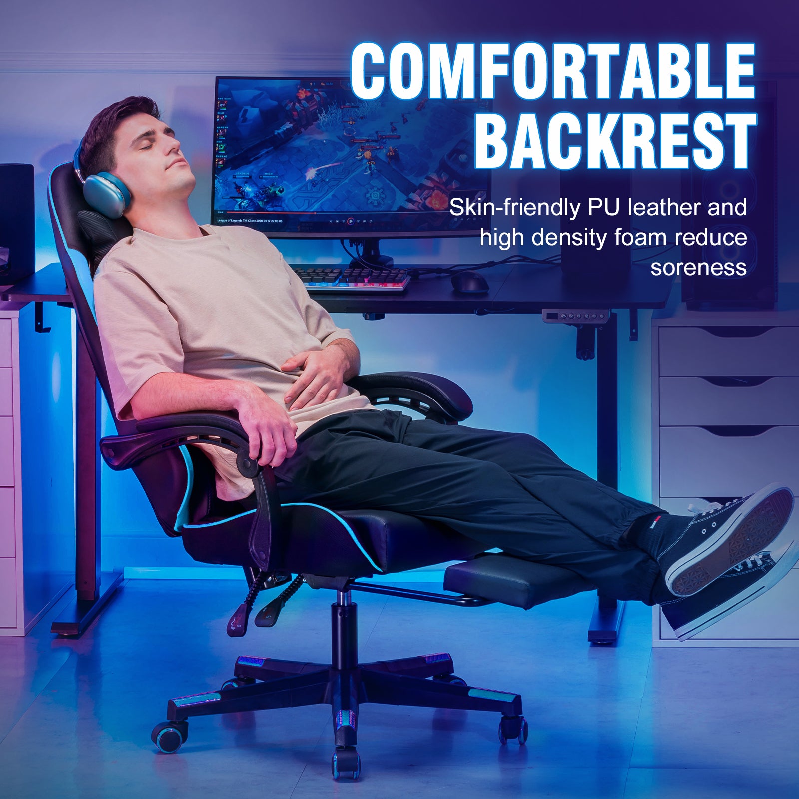 GTPLAYER Gaming Chair Ergonomic Computer Desk Chair with Footrest and Lumbar Support WMT EG901 - GTRACING