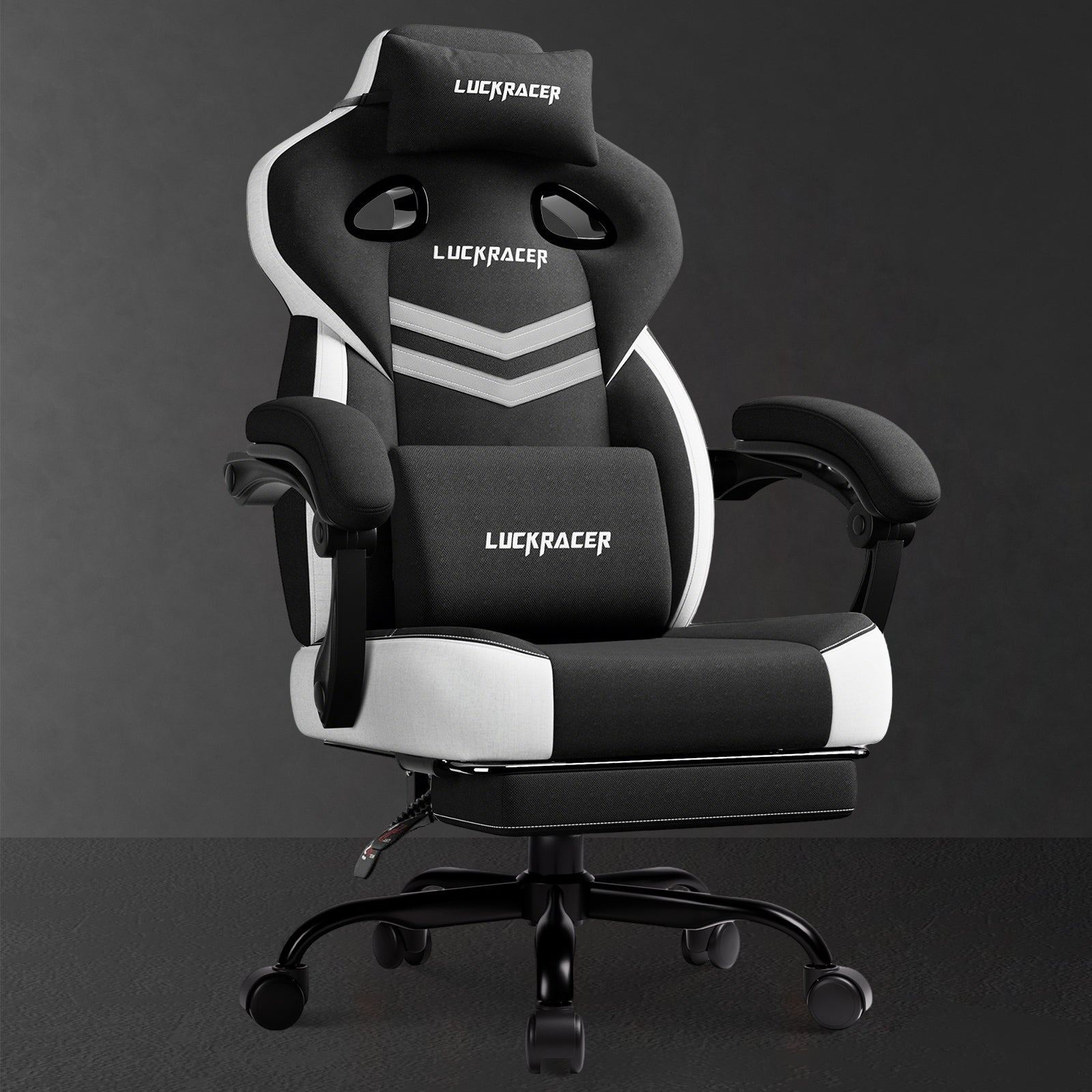 Fabric Gaming Chair with Lumbar Support & Multi-Material Options