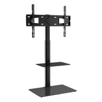 TV Stand Mount, Swivel Tall TV Stand for 32 to 65 inch TVs, Height Adjustable Portable Floor TV Stand with Tempered Glass Base for Bedroom, Living Room