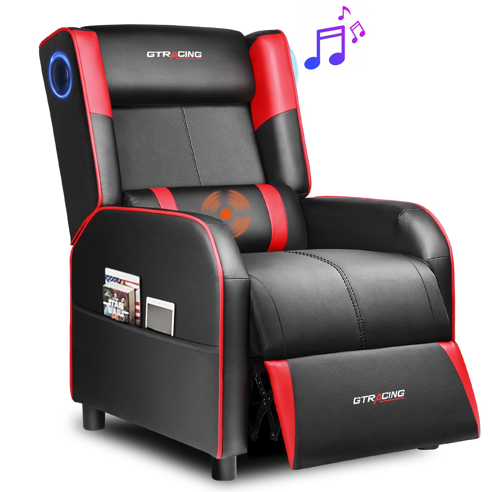 Homall Fabric Recliner Chair Ergonomic Adjustable Home Theater Seat Modern  Single Recliner Sofa with Thick Seat Cushion for Living Room (Red) 