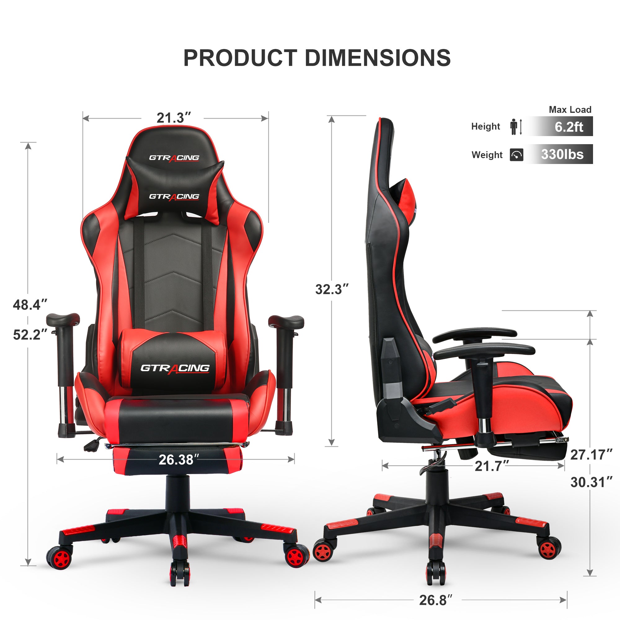 GTRACING Gaming Chair Office Chair PU Leather with Footrest&Adjustable Headrest - GTRACING