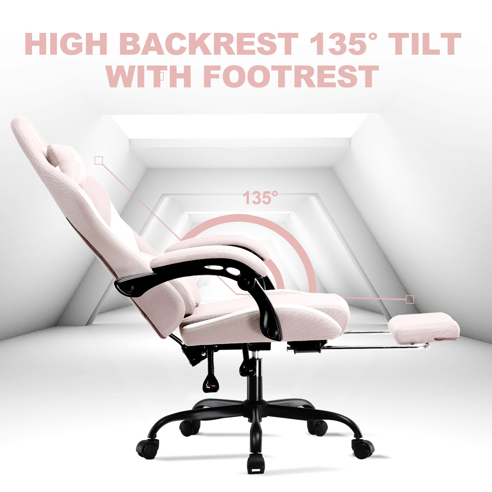 Fabric Gaming Chair with Foorest-GT905-WMT