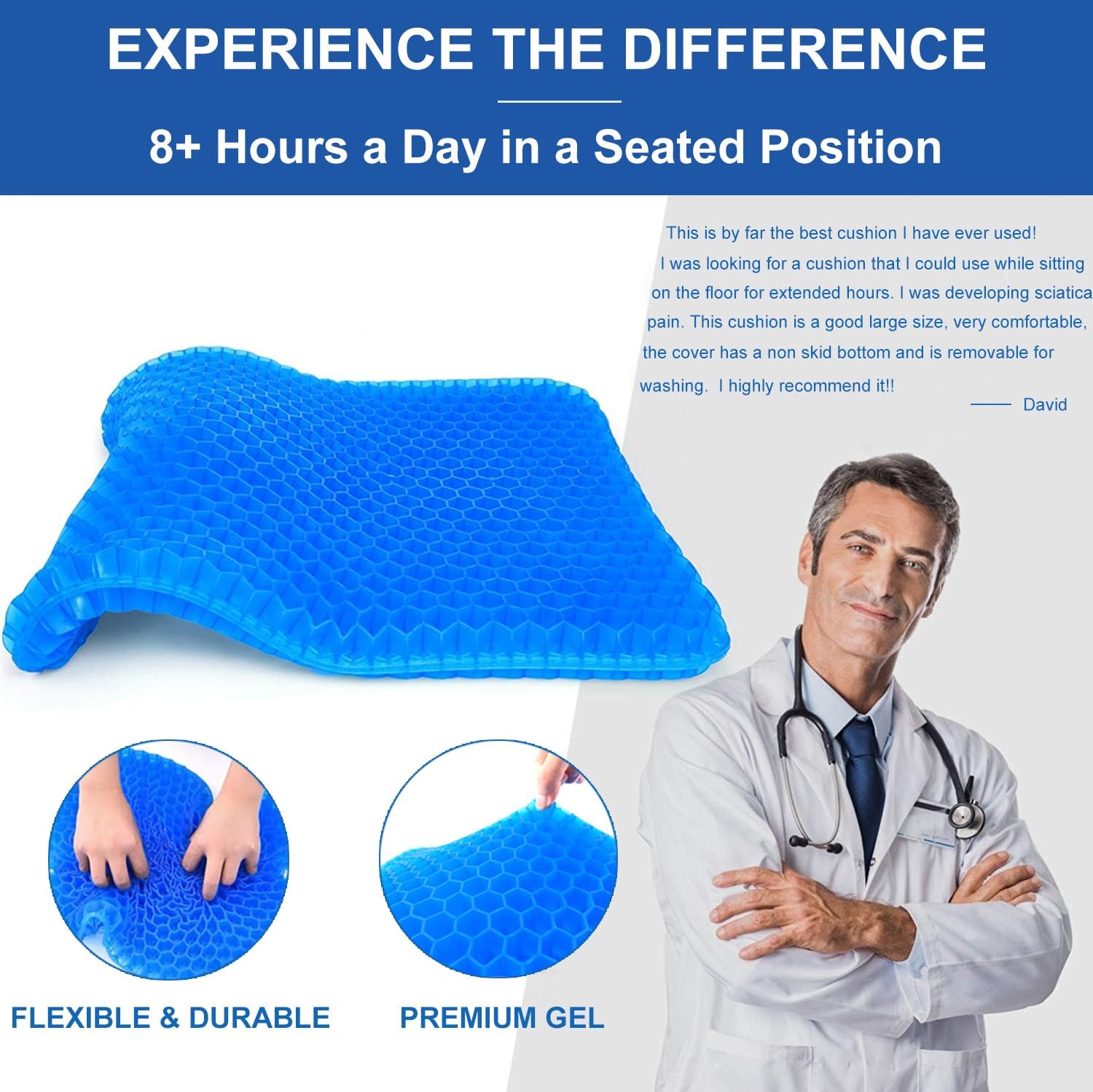 Gel Seat Cushion Double Thick Seat Cushion with Non-slip Cover  Hot  Sell