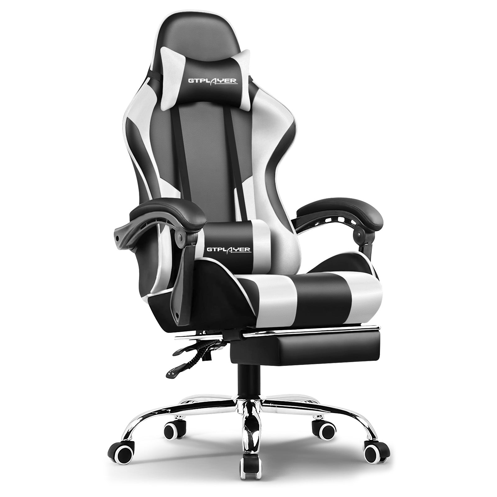 Gamer Gear Gaming Office Chair with Extendable Leg Rest, White and