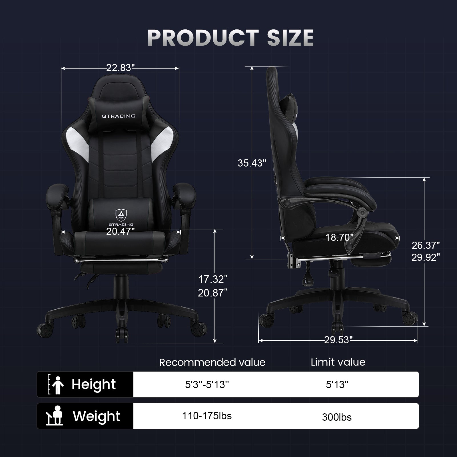 GTRACING Gaming Chair with Footrest-GT079-lxy