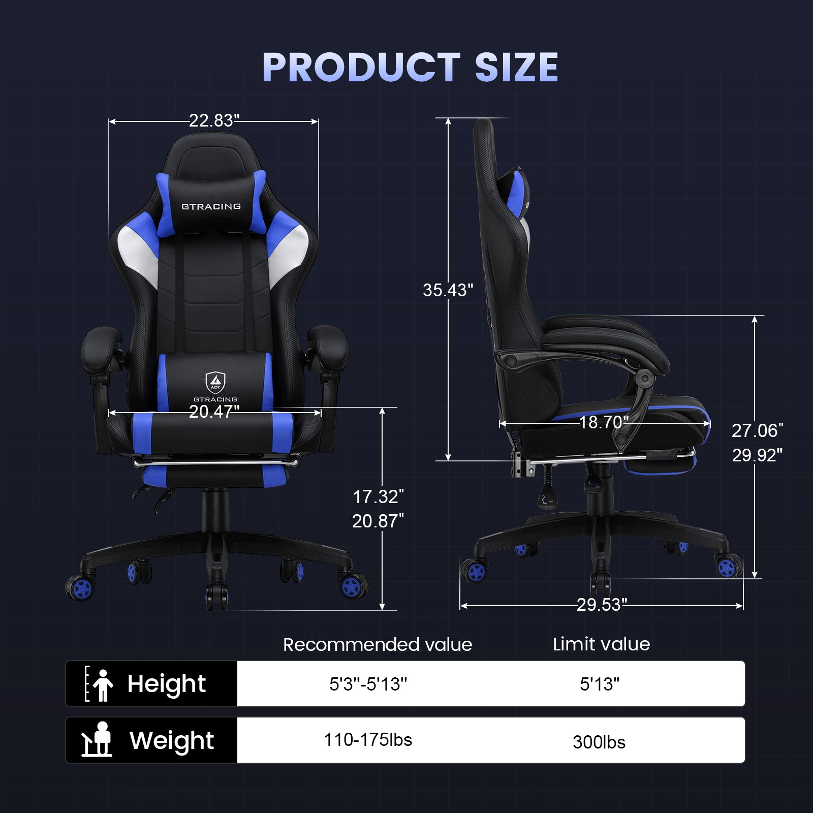 GTRACING Gaming Chair with Footrest-GT079-lxy