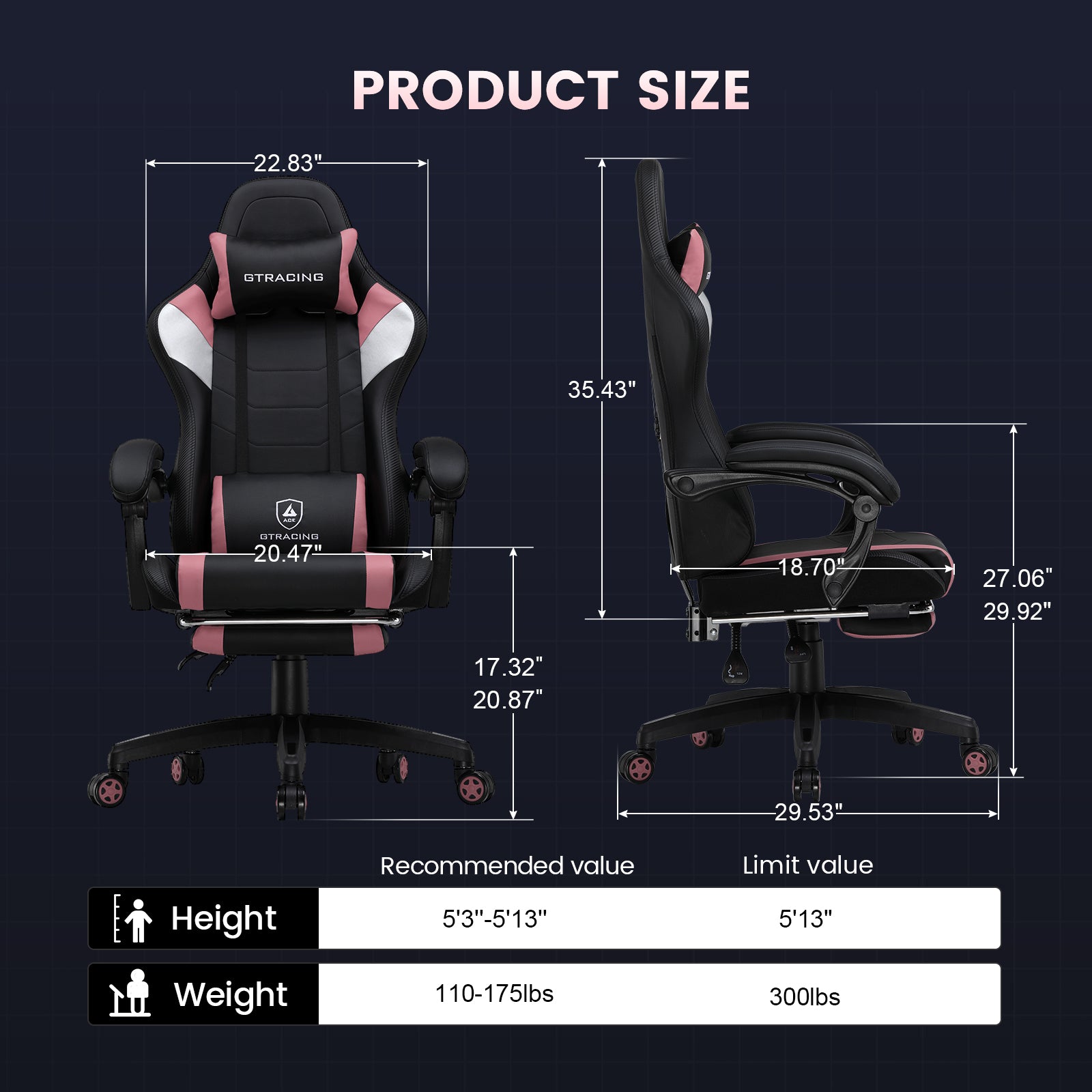 GTRACING Gaming Chair with Footrest-GT079-lxy