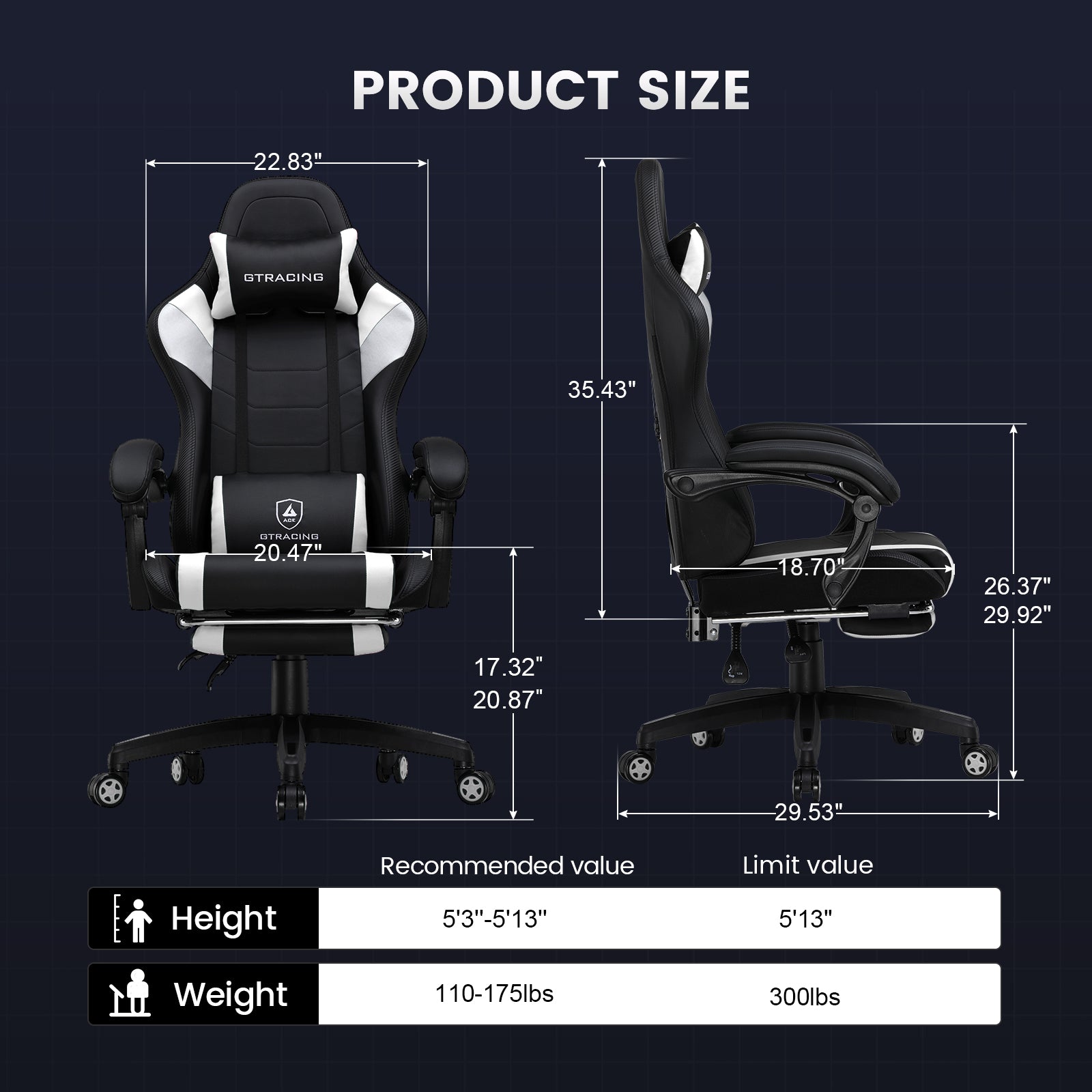 GTRACING Gaming Chair with Footrest-GT079-lxy