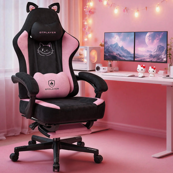 Big and Tall Gaming Chair Fabric Ergonomic Lumbar Support | GTPLAYER