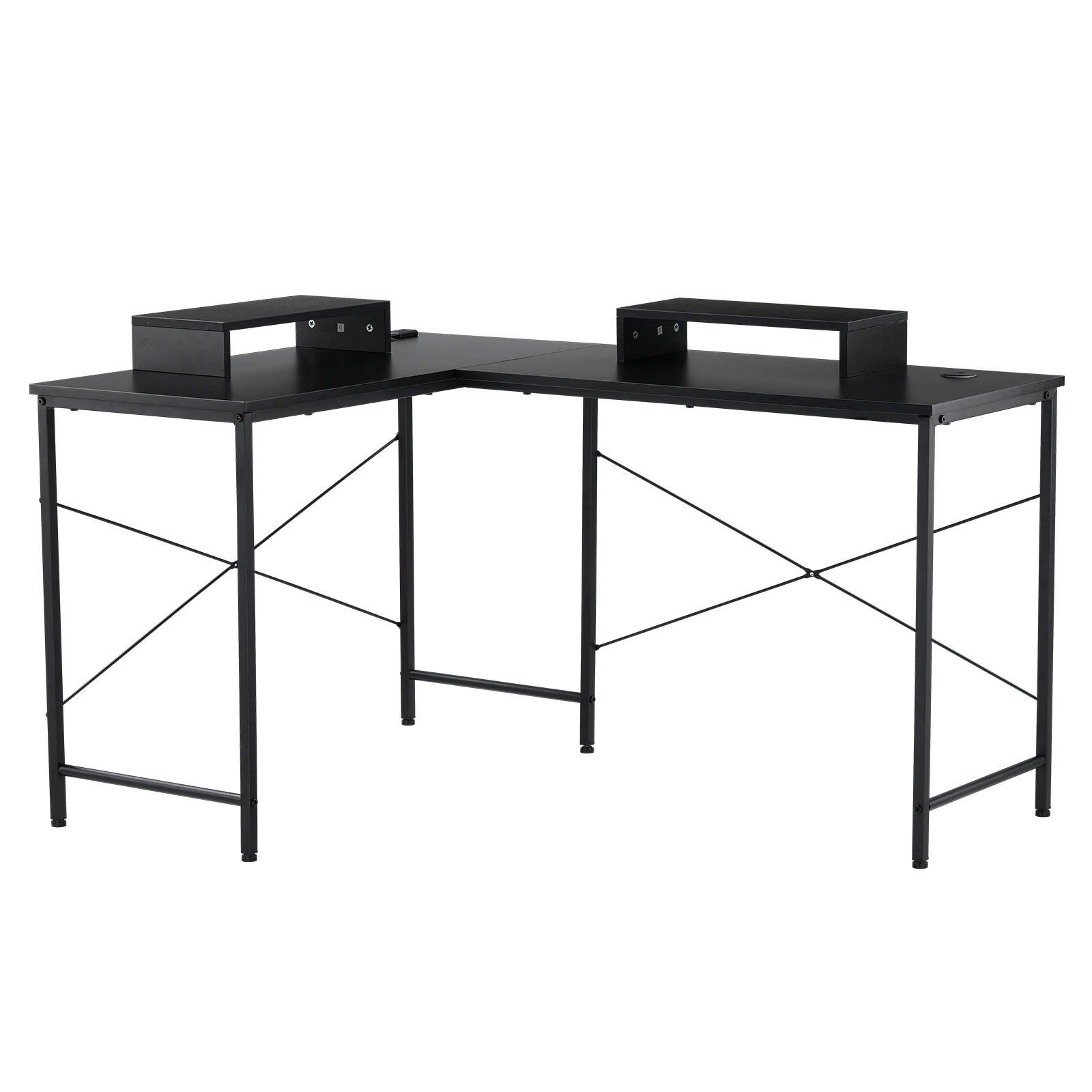 ハードデスク Giantex L Shaped Desk with Hutch, Corner Computer Desk with