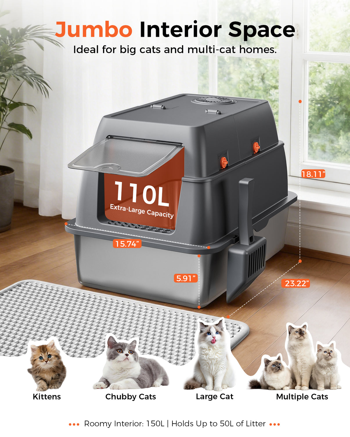 Cat Litter Box ACB07 Gray / 02
