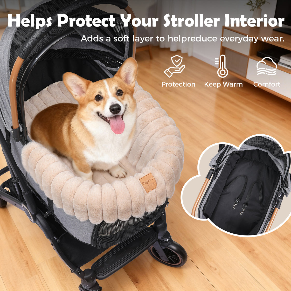 Pet Stroller Mat Beige