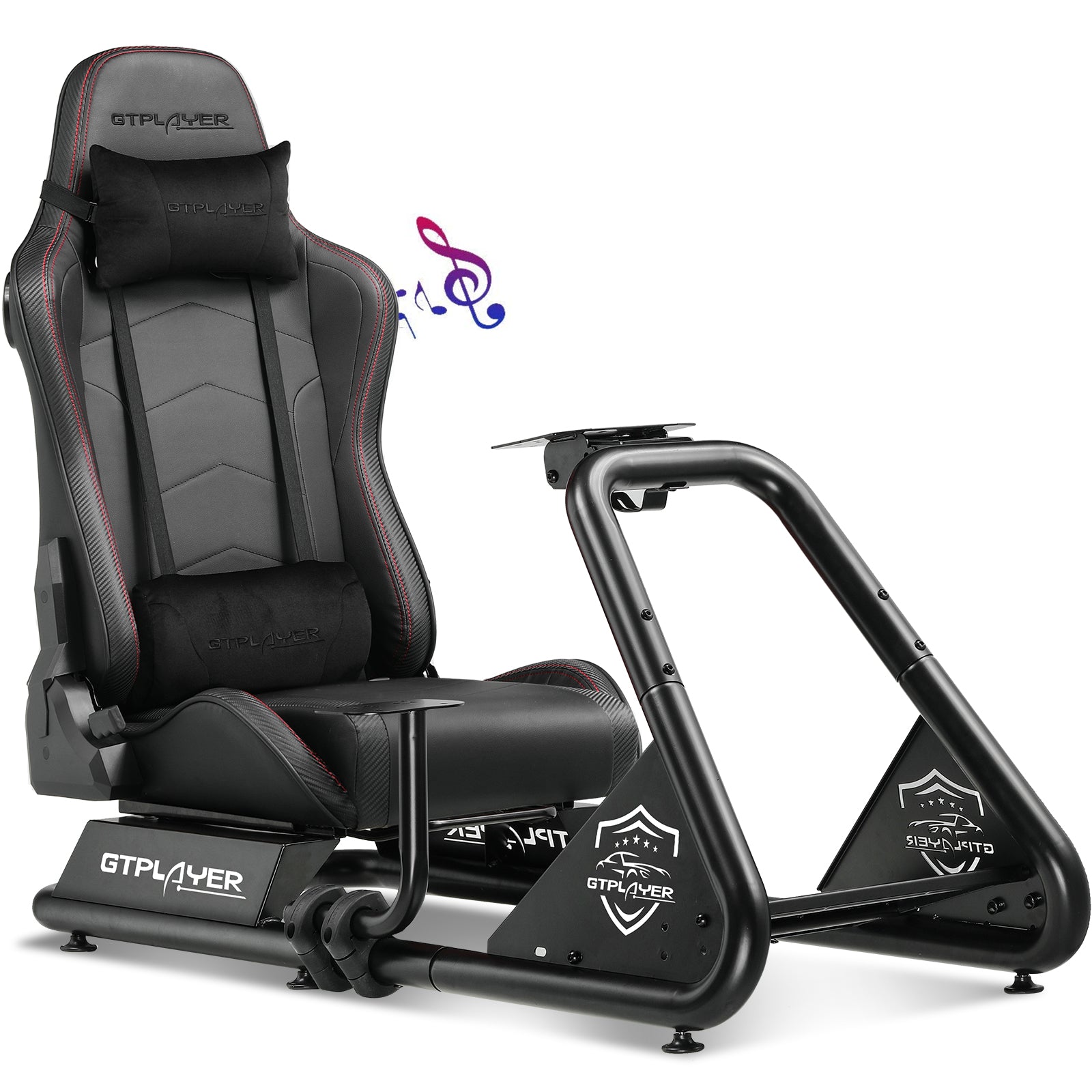 Gtplayer 2023 Racing Simulator Cockpit with GTRACING Seat and Bluetooth Speakers, Black