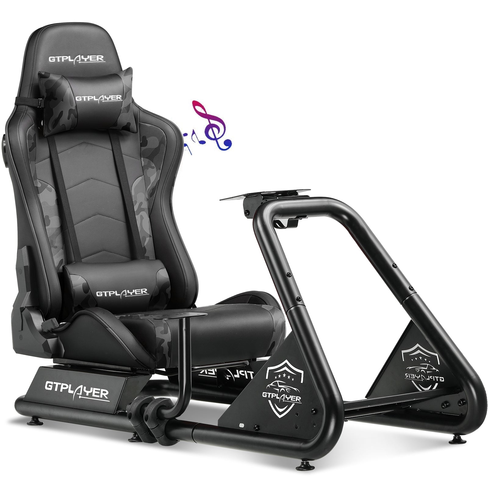 Gtplayer 2023 Racing Simulator Cockpit with GTRACING Seat and Bluetooth Speakers, White