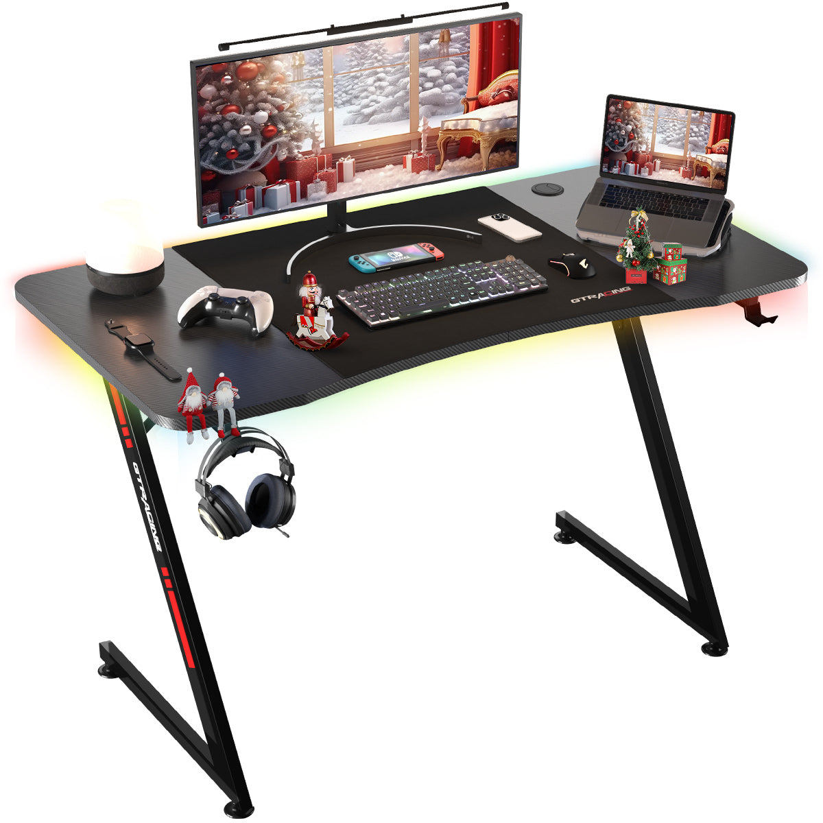 Z -Shaped Series RGB Gaming Desk Z09