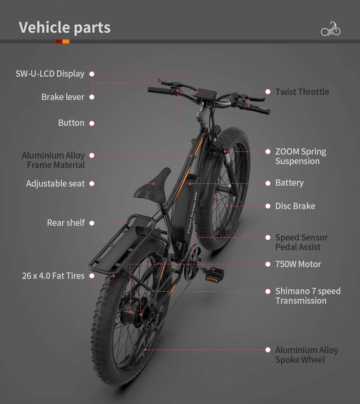 GTRACING x AOSTIMOTOR 750W Electric Mountain Bike S07 - GTRACING