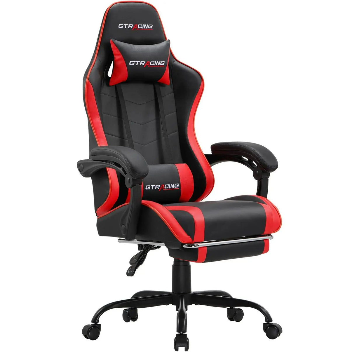 GTRACING GTWD-200 Gaming Chair with Footrest, Adjustable Height, and Reclining, Red - GTRACING