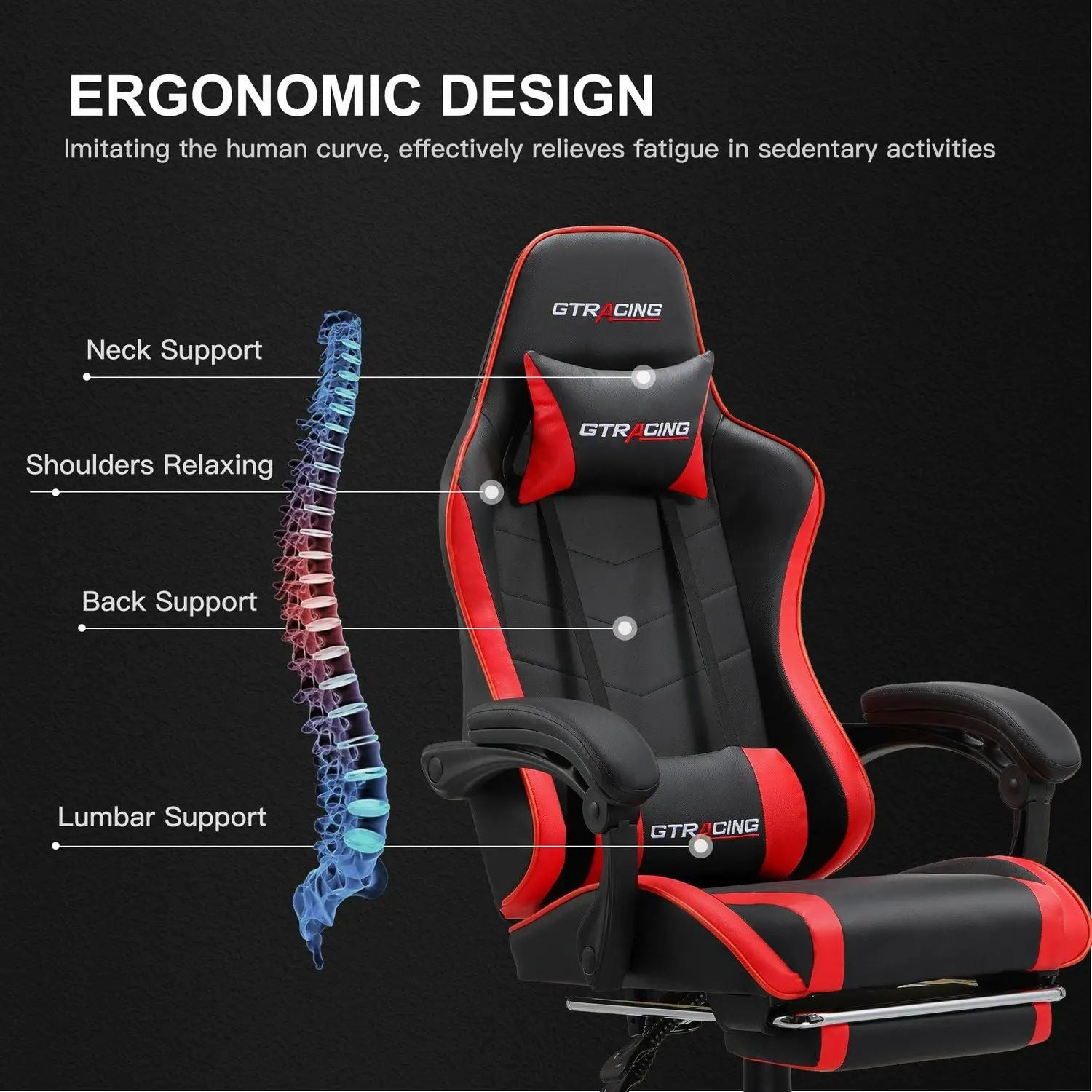 GTRACING GTWD-200 Gaming Chair with Footrest, Adjustable Height, and ...