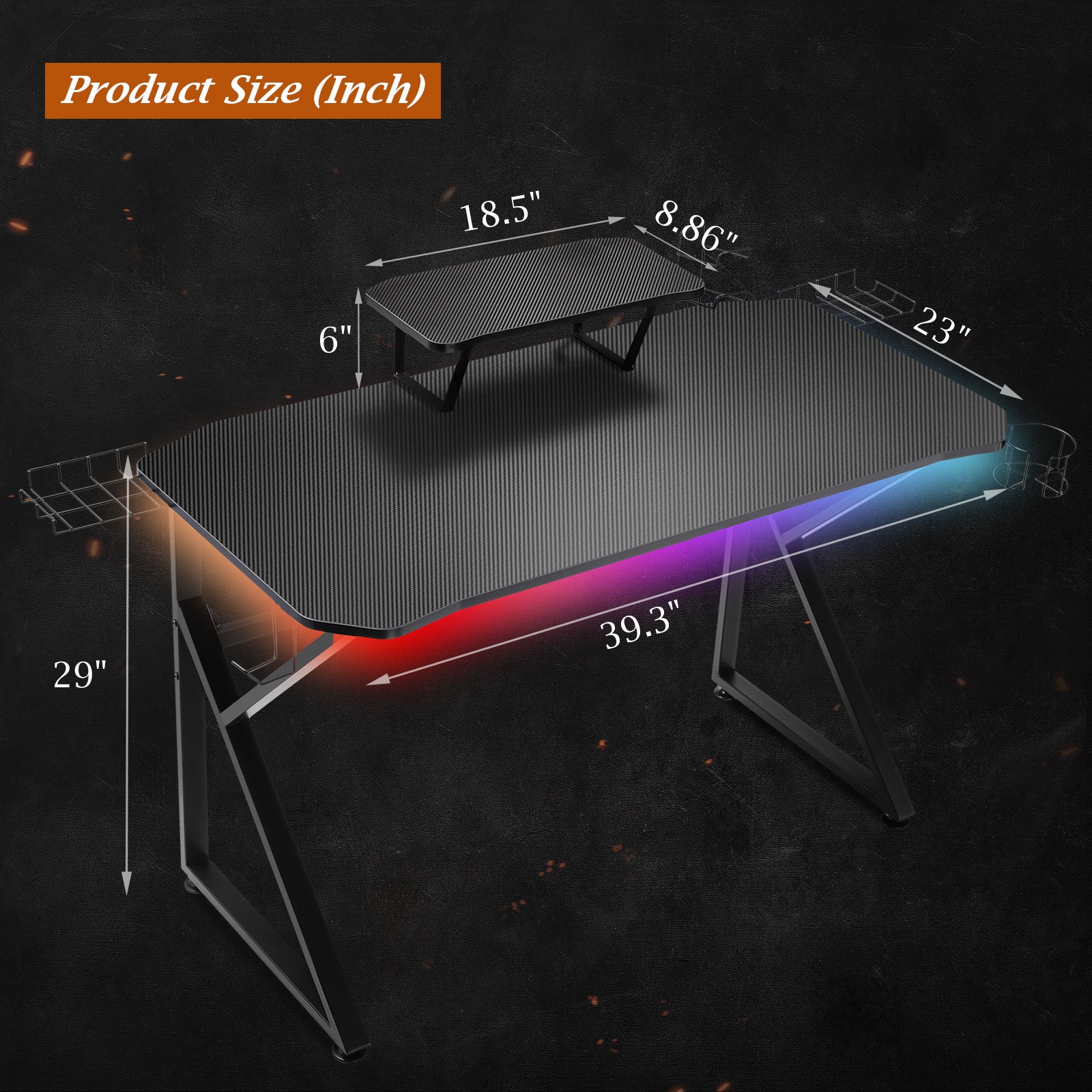size_39 Inch with LED Strip Lights