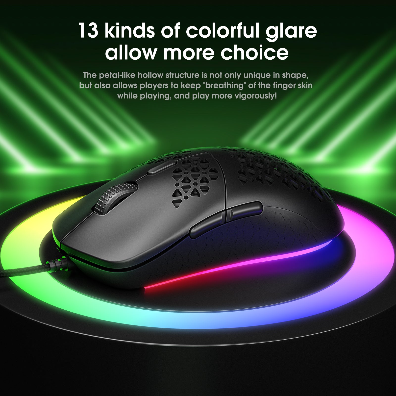 RGB WIRED GAMING MOUSE // Hollow Honeycomb Shell CW911 - GTRACING